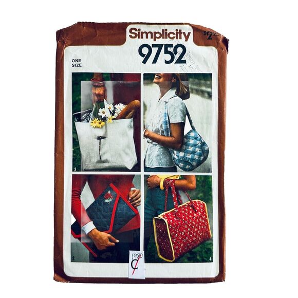 80s Simplicity 9752 Shoulder Bag Purse Tote Envelope Bag Clutch Sewing Pattern - Picture 1 of 2